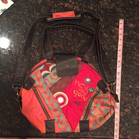 Stunning Desigual Crossbody w. Embroidery & Deco Buttons sz L - Picture 5 of 14